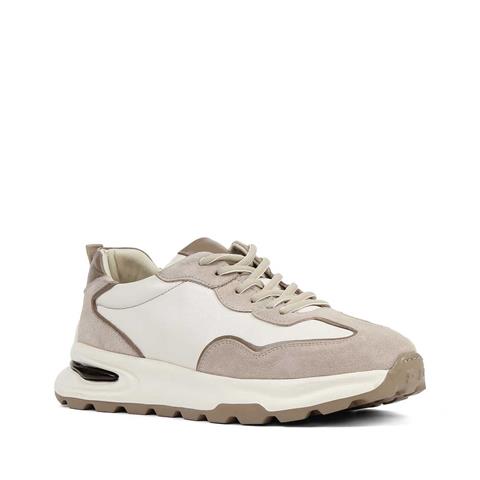 Erkek Bej Bağcıklı Süet Deri Sneaker