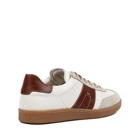 Erkek Bej Bağcıklı Süet Deri Sneaker