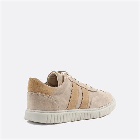 Erkek Bej Bağcıklı Süet Deri Sneaker
