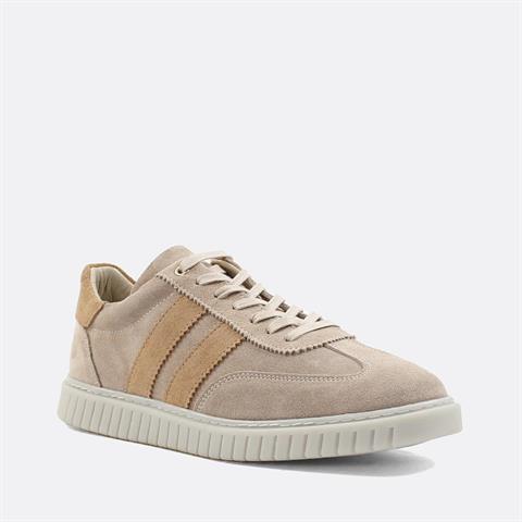 Erkek Bej Bağcıklı Süet Deri Sneaker