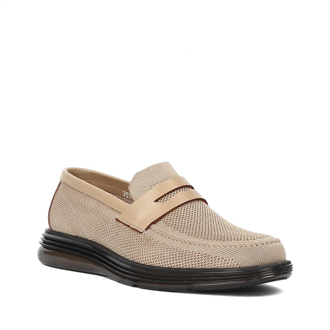 Erkek Bej Deri Loafer