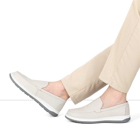 Erkek Bej Deri Loafer