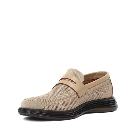 Erkek Bej Deri Loafer