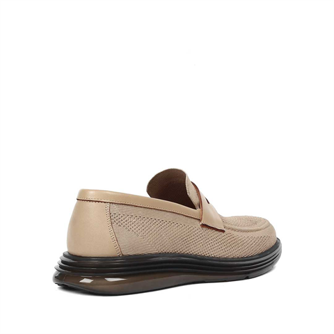 Erkek Bej Deri Loafer