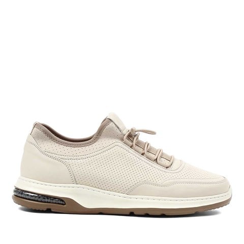 Erkek Bej Deri Sneaker