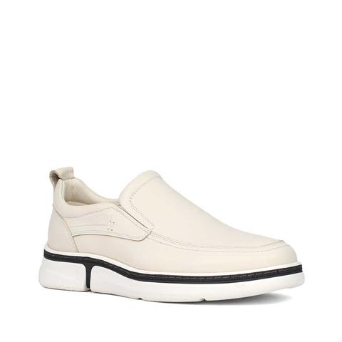 Erkek Bej Kalın Tabanlı Deri Günlük Ayakkabı