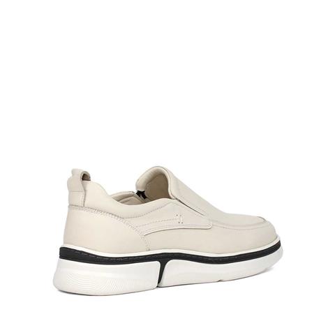 Erkek Bej Kalın Tabanlı Deri Günlük Ayakkabı