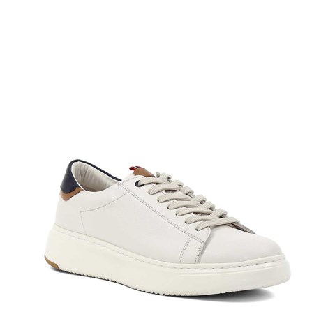 Erkek Bej Kalın Tabanlı Deri Sneaker