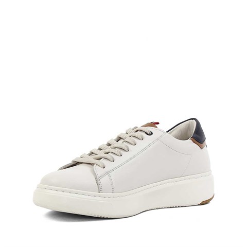 Erkek Bej Kalın Tabanlı Deri Sneaker