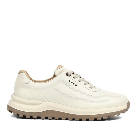 Erkek Bej Kalın Tabanlı Deri Sneaker