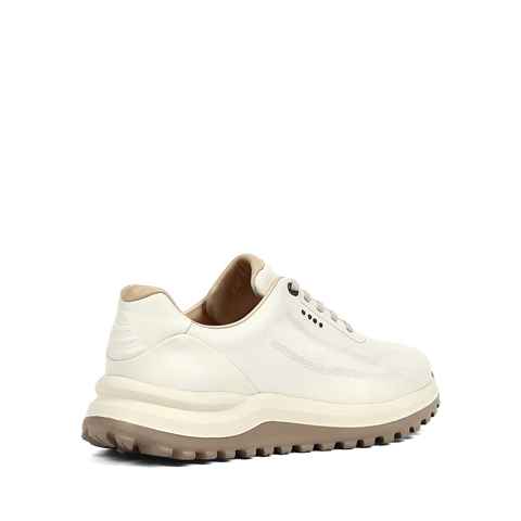 Erkek Bej Kalın Tabanlı Deri Sneaker