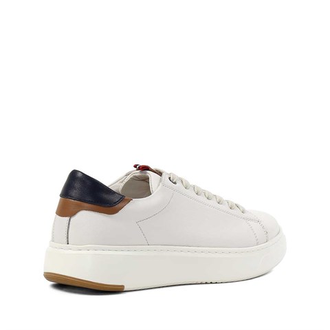 Erkek Bej Kalın Tabanlı Deri Sneaker