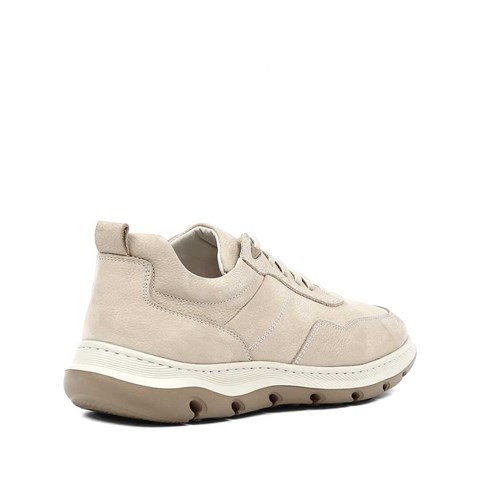 Erkek Bej Kalın Tabanlı Nubuk Deri Sneaker