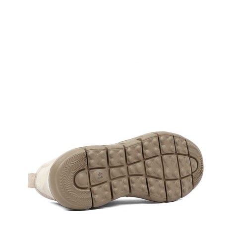 Erkek Bej Kalın Tabanlı Nubuk Deri Sneaker