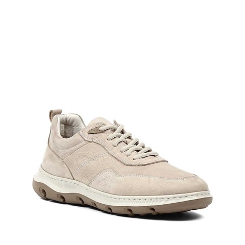 Erkek Bej Kalın Tabanlı Nubuk Deri Sneaker