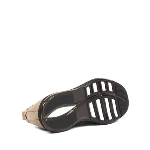 Erkek Bej Kalın Tabanlı Örgü Deri Ayakkabı