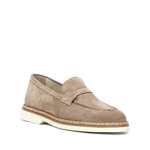 Erkek Bej Süet Deri Loafer