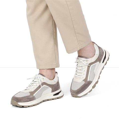 Erkek Bej Vizon Bağcıklı Süet Deri Sneaker