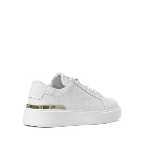 Erkek Beyaz Bağcıklı Kalın Tabanlı Deri Sneaker