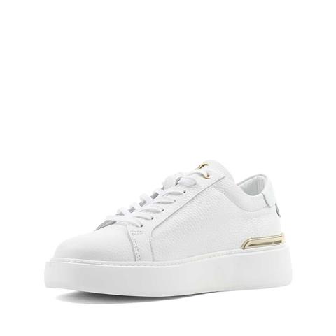 Erkek Beyaz Bağcıklı Kalın Tabanlı Deri Sneaker