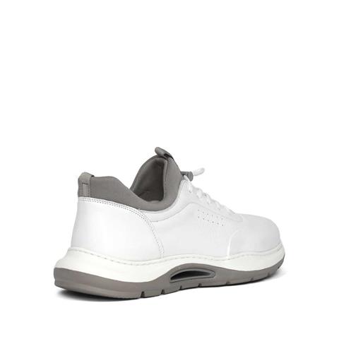 Erkek Beyaz Bağcıklı Kalın Tabanlı Deri Sneaker