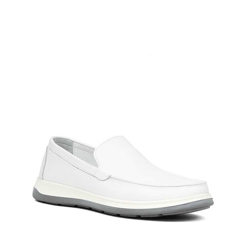 Erkek Beyaz Deri Loafer