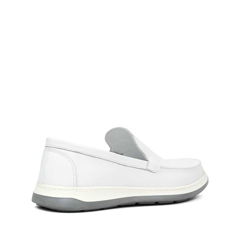 Erkek Beyaz Deri Loafer