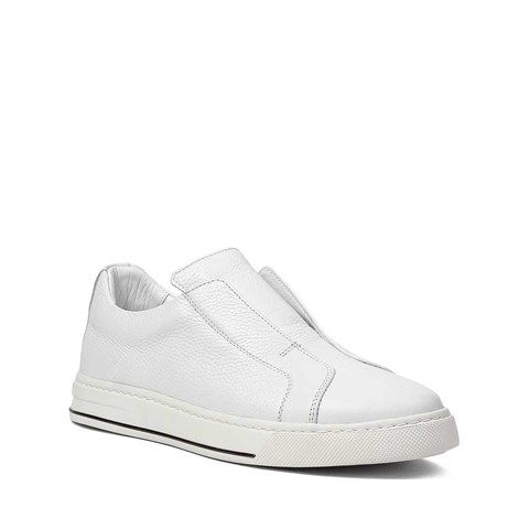 Erkek Beyaz Kalın Tabanlı Deri Sneaker