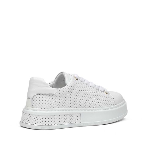 Erkek Beyaz Kalın Tabanlı Deri Sneaker