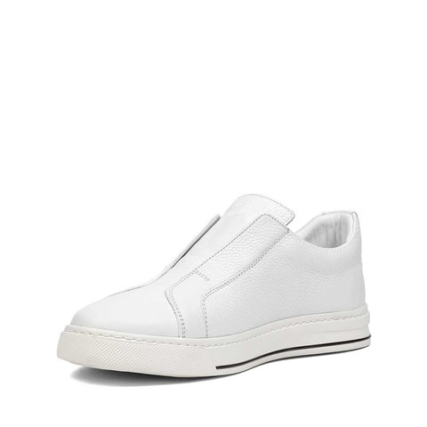 Erkek Beyaz Kalın Tabanlı Deri Sneaker