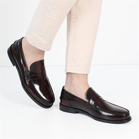 Erkek Bordo Açma Deri Loafer