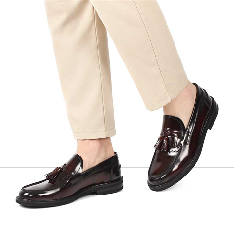 Erkek Bordo Açma Deri Loafer