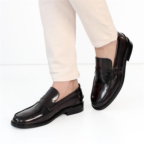 Erkek Bordo Açma Deri Loafer
