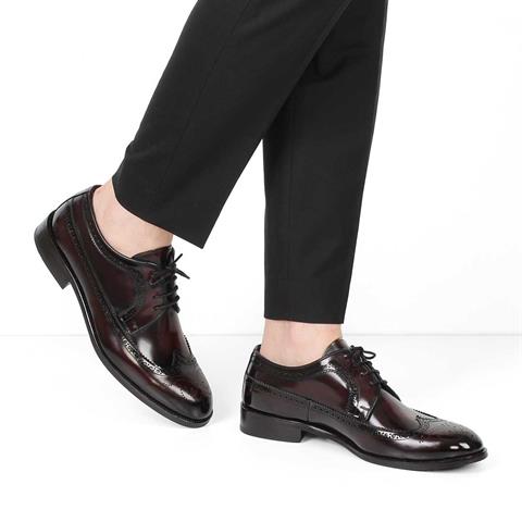 Erkek Bordo Bağcıklı Açma Deri Klasik Ayakkabı