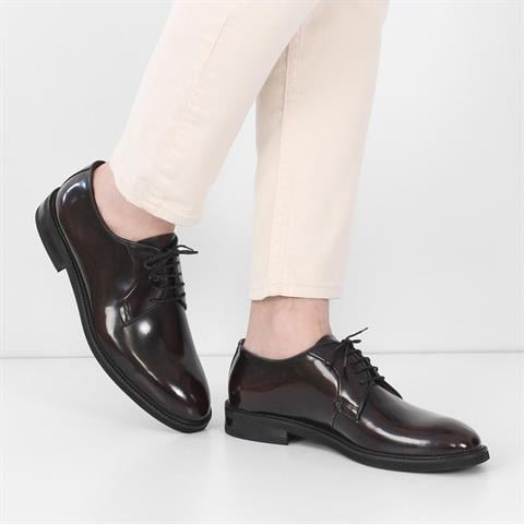 Erkek Bordo Bağcıklı Açma Deri Klasik Ayakkabı