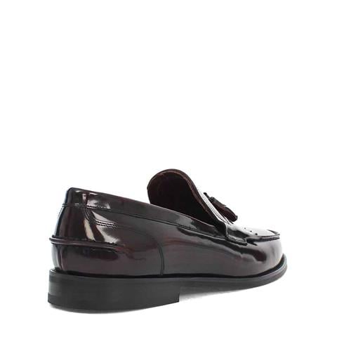 Erkek Bordo Püsküllü Açma Deri Loafer