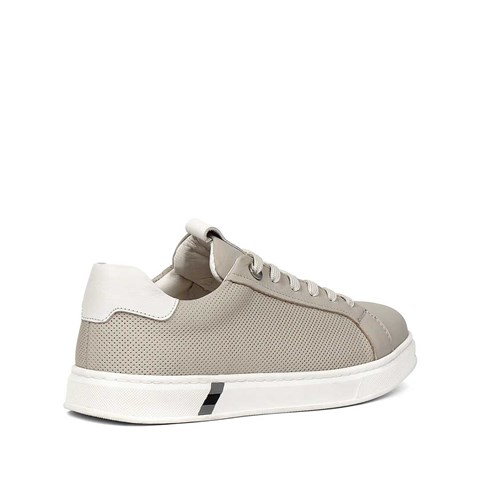 Erkek Gri Bağcıklı Kalın Tabanlı Deri Sneaker