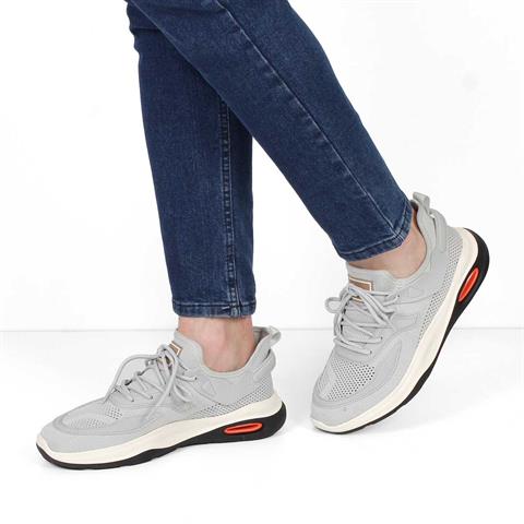 Erkek Gri Bağcıklı Kalın Tabanlı Sneaker