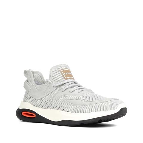 Erkek Gri Bağcıklı Kalın Tabanlı Sneaker