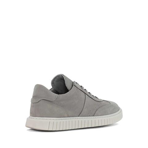 Erkek Gri Bağcıklı Kalın Tabanlı Nubuk Deri Sneaker