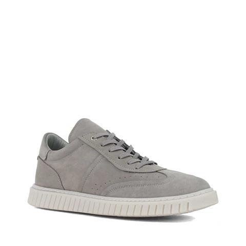 Erkek Gri Bağcıklı Kalın Tabanlı Nubuk Deri Sneaker