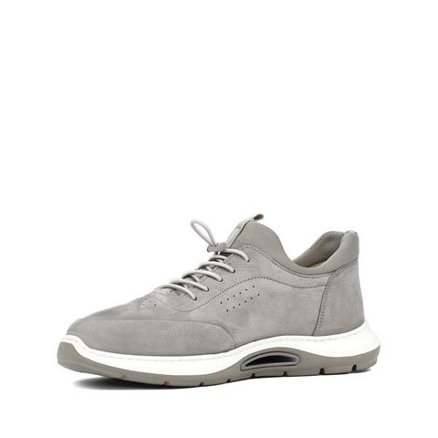 Erkek Gri Bağcıklı Kalın Tabanlı Nubuk Deri Sneaker