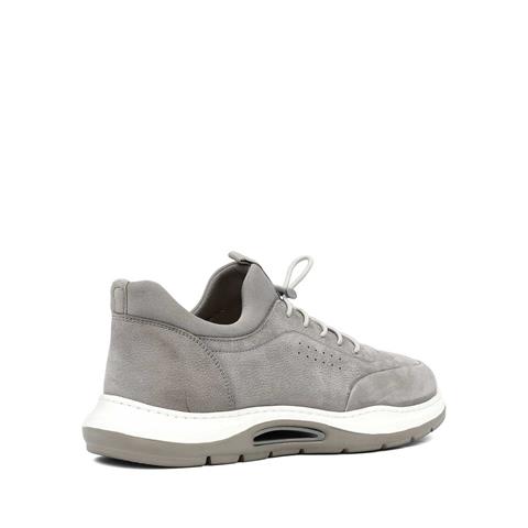 Erkek Gri Bağcıklı Kalın Tabanlı Nubuk Deri Sneaker