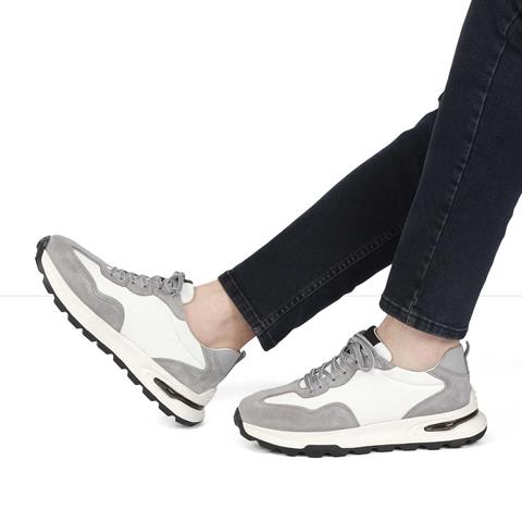 Erkek Gri Bağcıklı Süet Deri Sneaker