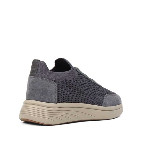 Erkek Gri Kalın Tabanlı Deri Sneaker