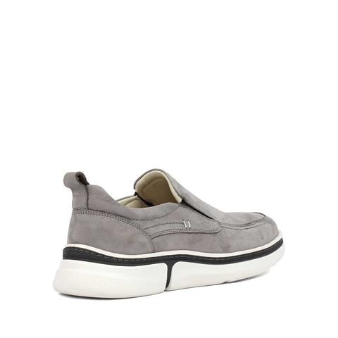 Erkek Gri Kalın Tabanlı Nubuk Deri Günlük Ayakkabı