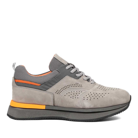 Celal Gültekin Erkek Gri Kalın Tabanlı Nubuk Deri Sneaker