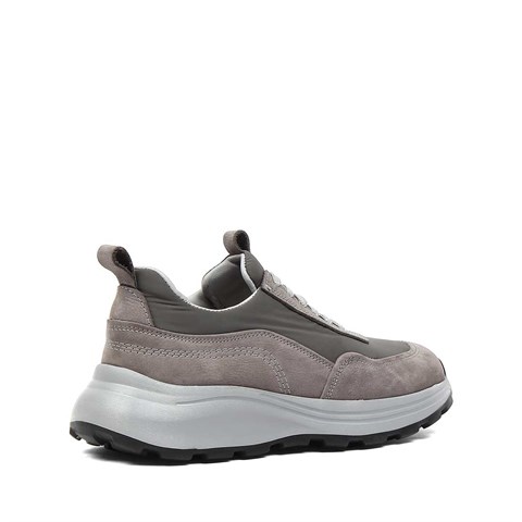 Erkek Gri Kalın Tabanlı Nubuk Deri Sneaker