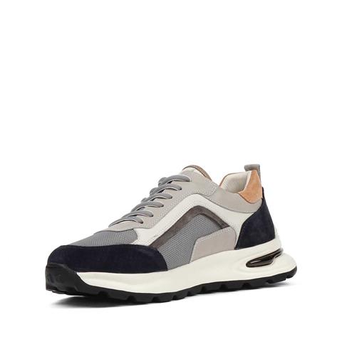 Erkek Gri Lacivert Bağcıklı Süet Deri Sneaker