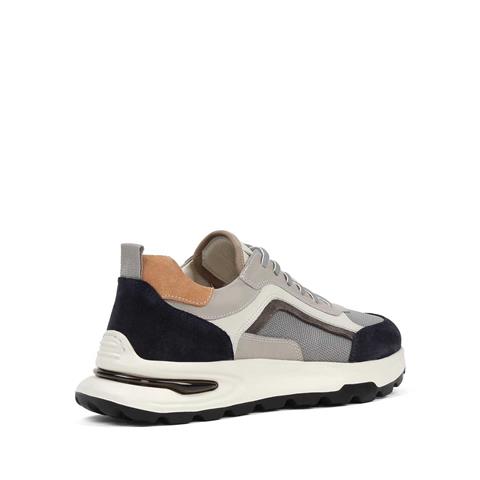 Erkek Gri Lacivert Bağcıklı Süet Deri Sneaker